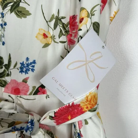 NWT Gal Meets Glam Beverly White Floral Cropped Jumpsuit Women's Size 14 - Picture 5 of 11